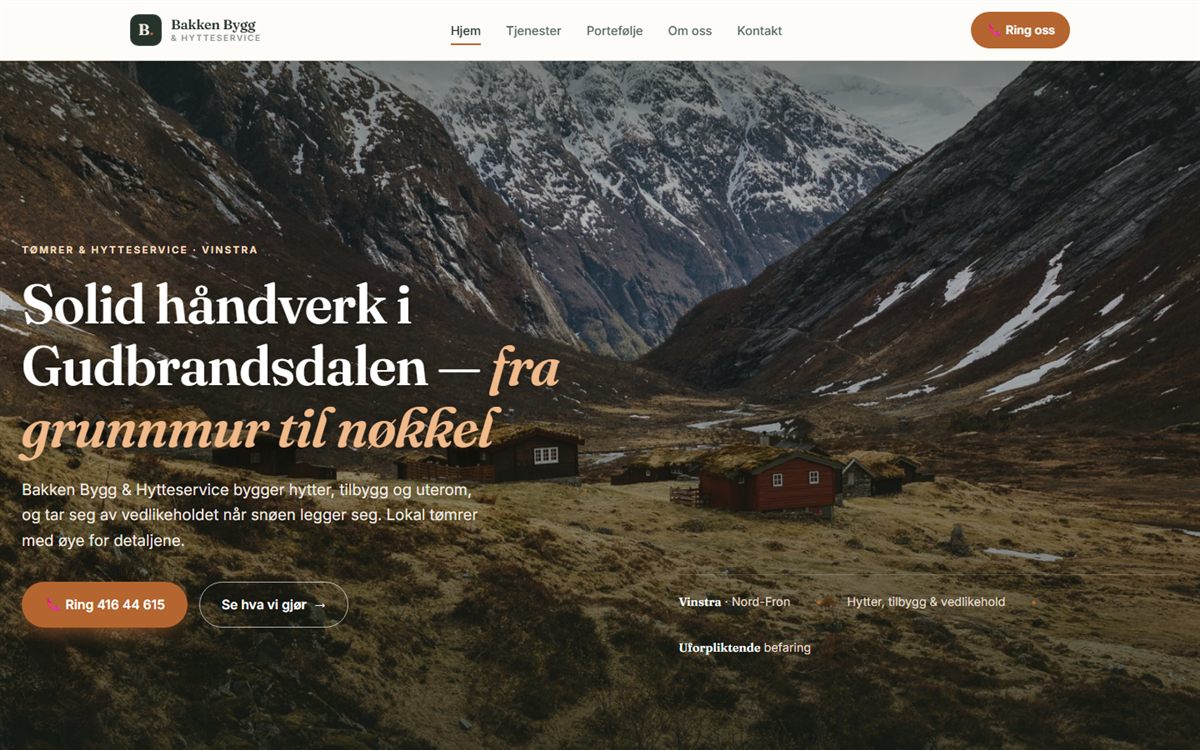 Nettside for Bakken Bygg