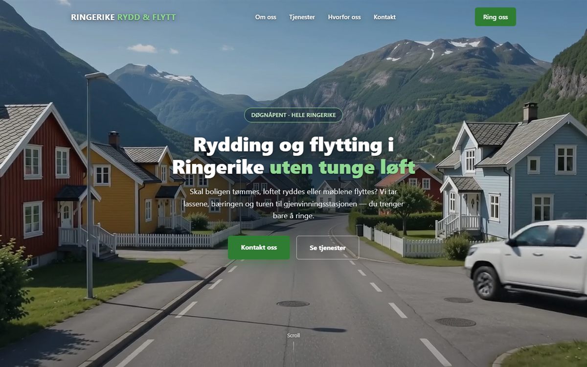Nettside for Ringerike Rydd & Flytt